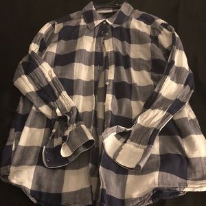 Navy/White light weight button down